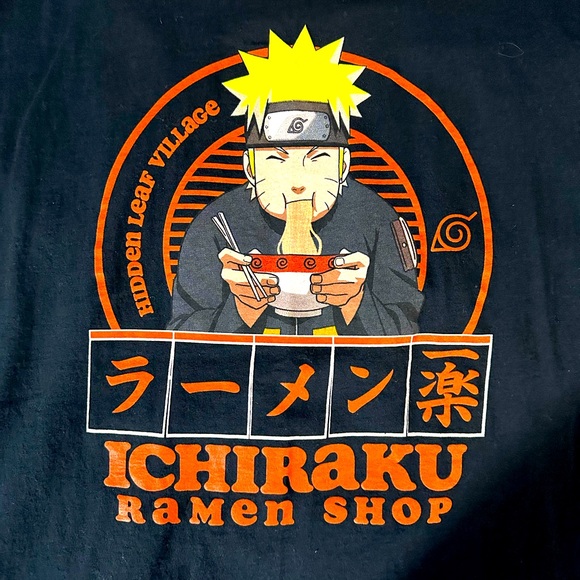 Large Cotton Black Short Sleeve Naruto Ichiraku Ramen Tshirt - Picture 1 of 2